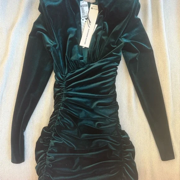 alexandre vauthier ruched velvet mini dress Alexandre Vauthier Ruched Velvet Mini Dress in Steel